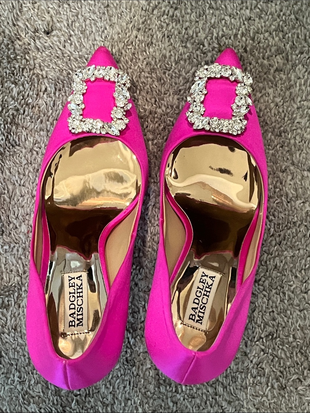 Badgley Mischka Fuchsia Pointed-Toe Crystal Buckle Flats - Women's - Picture 3 of 6